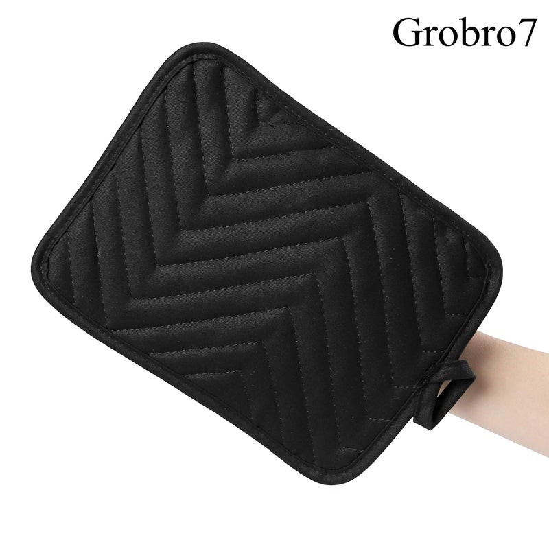 GROBRO7 5Pack Cotton Pocket Pot Holder Set Kitchen Heat Resistant Potholder Machine Washable Hot Pads Bulk Oven Mitts Black Plain Hot Pads Trivet for Baking Cooking with Pocket 7x9 - Image 2